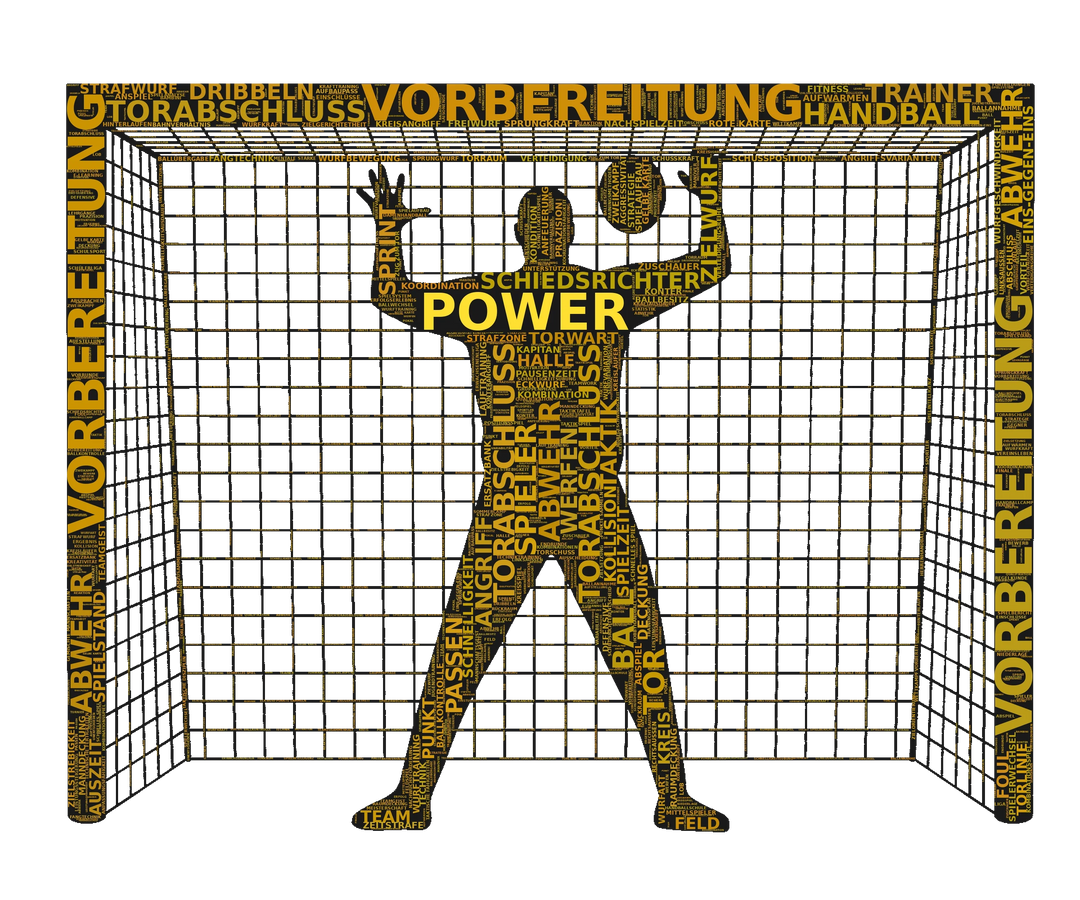 Personalisiertes Handball-Poster als Wortwolke an der Wand – Geschenk für Handballer