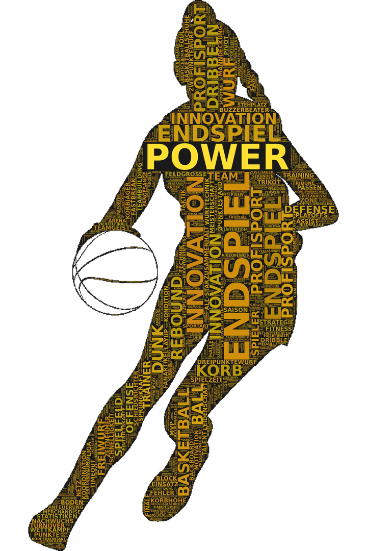 Volle Konzentration – Basketball-Wortwolke