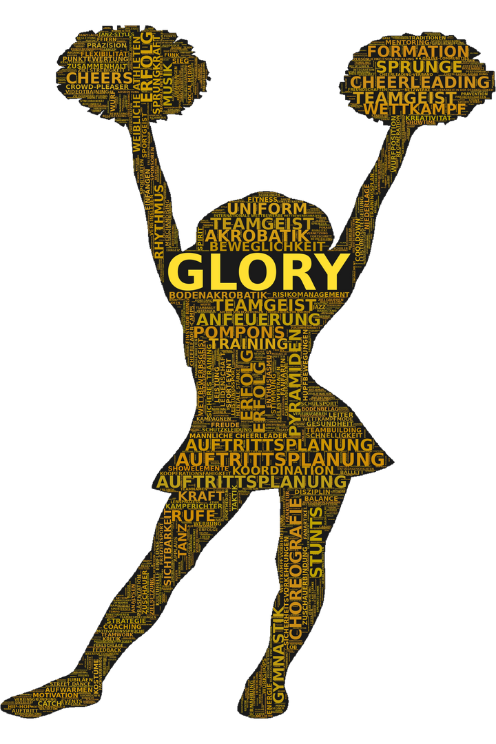 Zum Cheern geboren – Cheerleading-Wortwolke