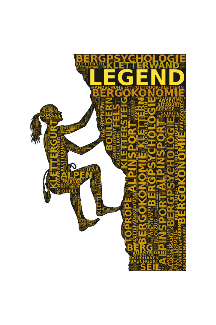 Den Gipfel berühren – Kletter-Wortwolke