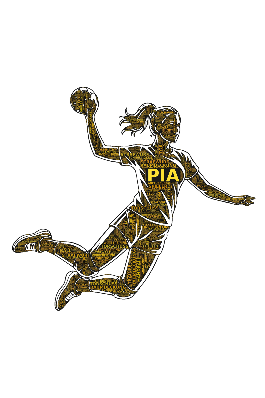 Königin des Sprungwurfs – Handball-Wortwolke